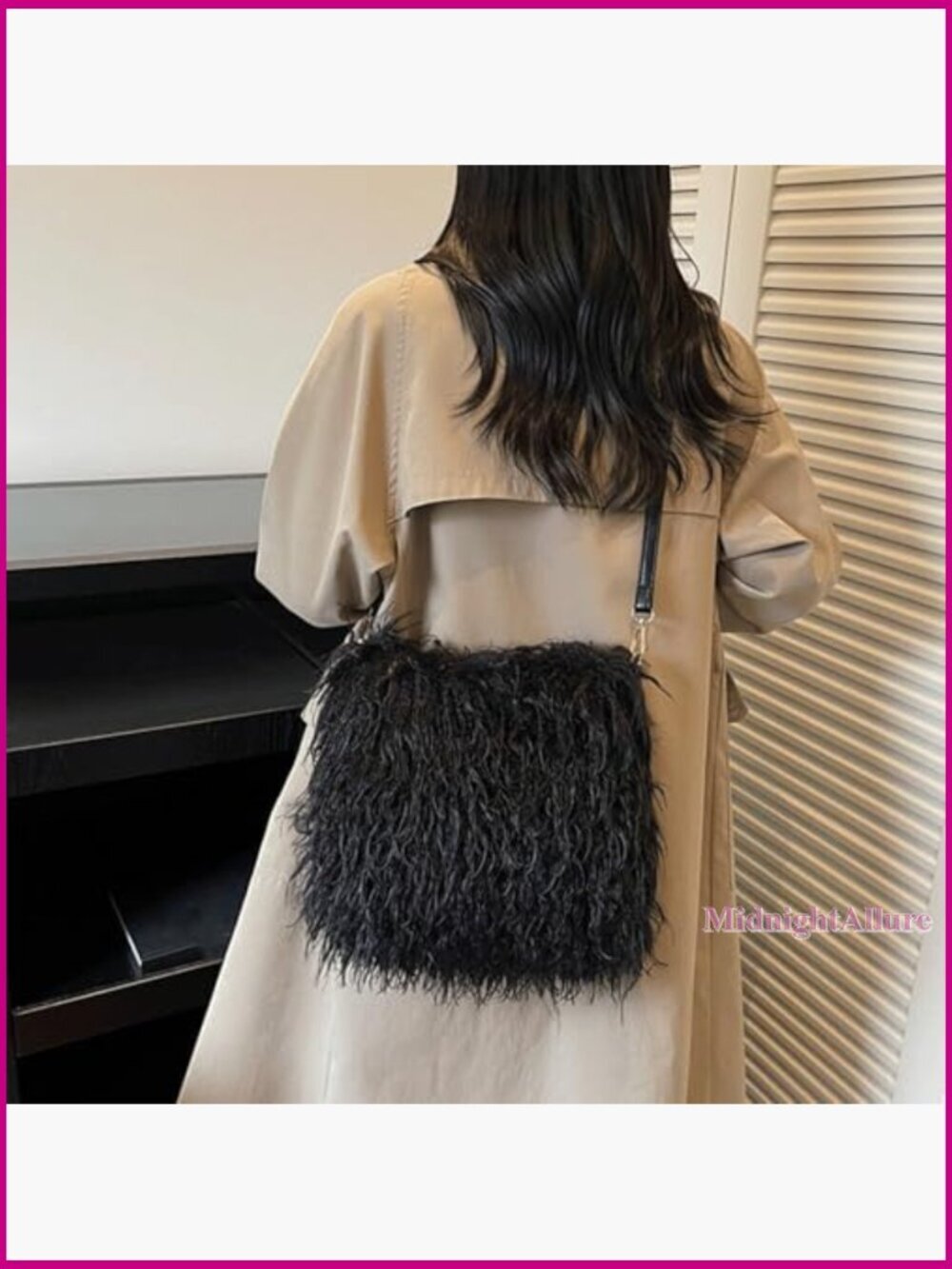 Faux Fur Shoulder Bag Crossbody Tote Handbag Winter Purse - Picture 3 of 6